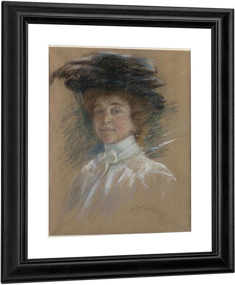 Self Portrait With Hat And Veil By Alice Pike Barney Fine Art Print