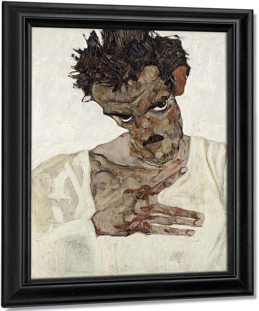 Self Portrait With Lowered Head By Egon Schiele Fine Art Print