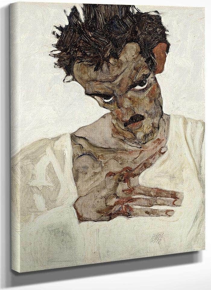 Self Portrait With Lowered Head By Egon Schiele Fine Art Print