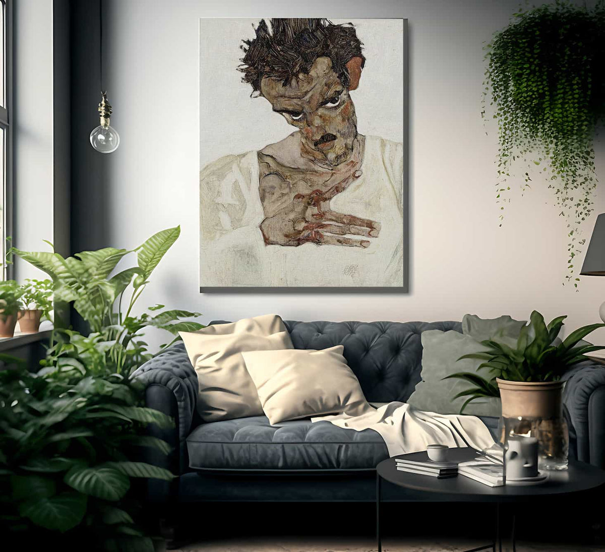 Self Portrait With Lowered Head By Egon Schiele Fine Art Print