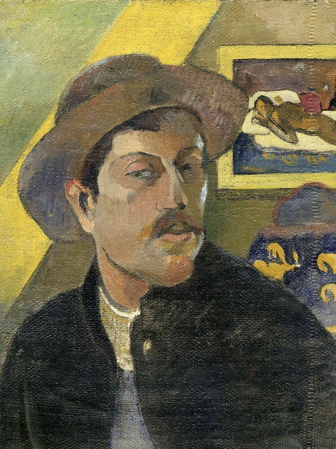 Self Portrait With Manao Tupapau By Eugene Henri Paul Gauguin Fine Art Print