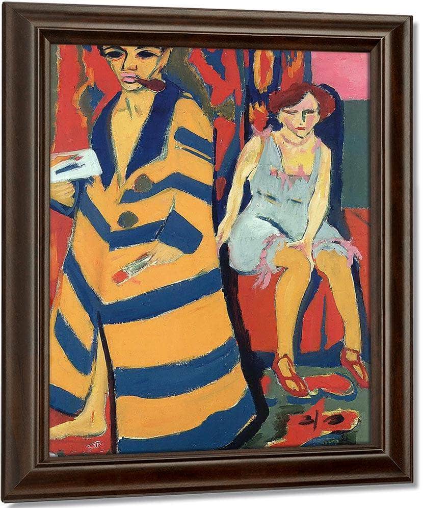 Self Portrait With Model By Erinst Ludwig Kirchner Fine Art Print