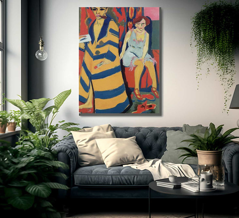 Self Portrait With Model By Erinst Ludwig Kirchner Fine Art Print