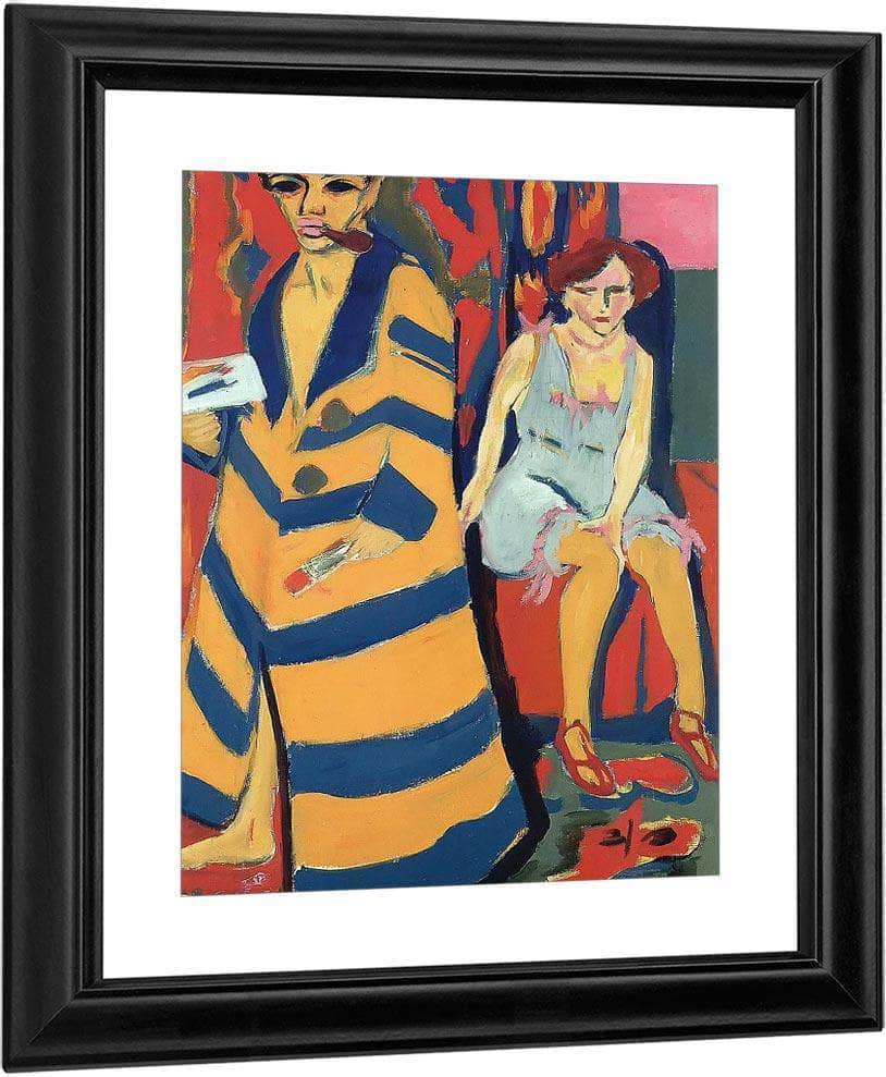 Self Portrait With Model By Erinst Ludwig Kirchner Fine Art Print