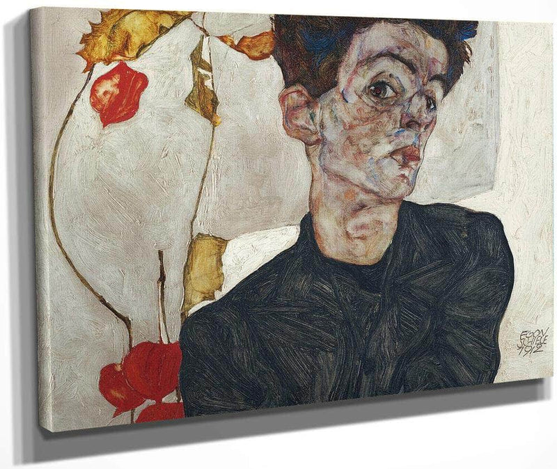Self Portrait With Physalis 1912 32 2X39 8Cm Leopold Museum By Egon Schiele Fine Art Print