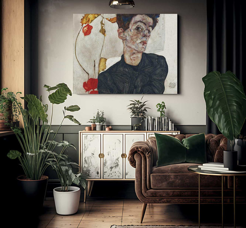 Self Portrait With Physalis 1912 32 2X39 8Cm Leopold Museum By Egon Schiele Fine Art Print