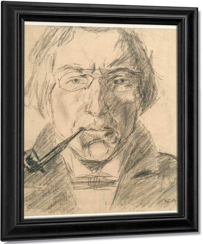 Self Portrait With Pipe By Nicolai Astrup Fine Art Print