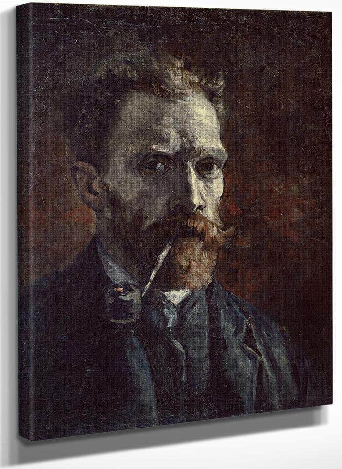Self Portrait With Pipe By Vincent Van Gogh Fine Art Print