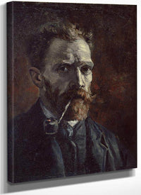 Self Portrait With Pipe By Vincent Van Gogh Fine Art Print