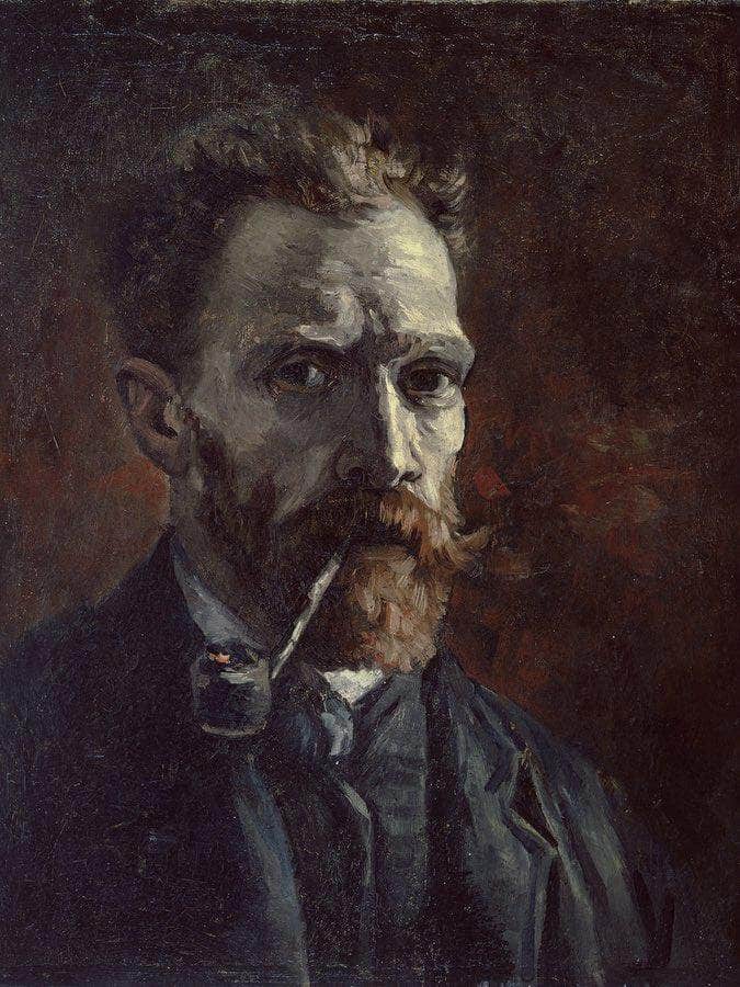 Self Portrait With Pipe By Vincent Van Gogh Fine Art Print