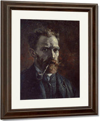 Self Portrait With Pipe By Vincent Van Gogh Fine Art Print