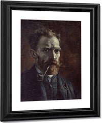 Self Portrait With Pipe By Vincent Van Gogh Fine Art Print