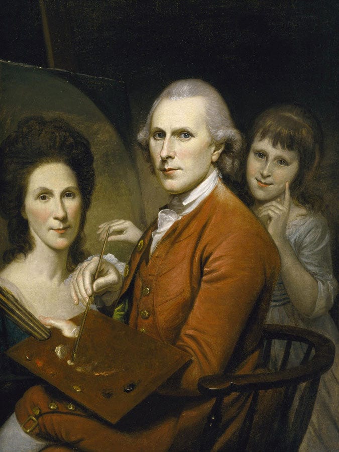 Self Portrait With Rachel And Angelica Peale By Charles Willson Peale Fine Art Print