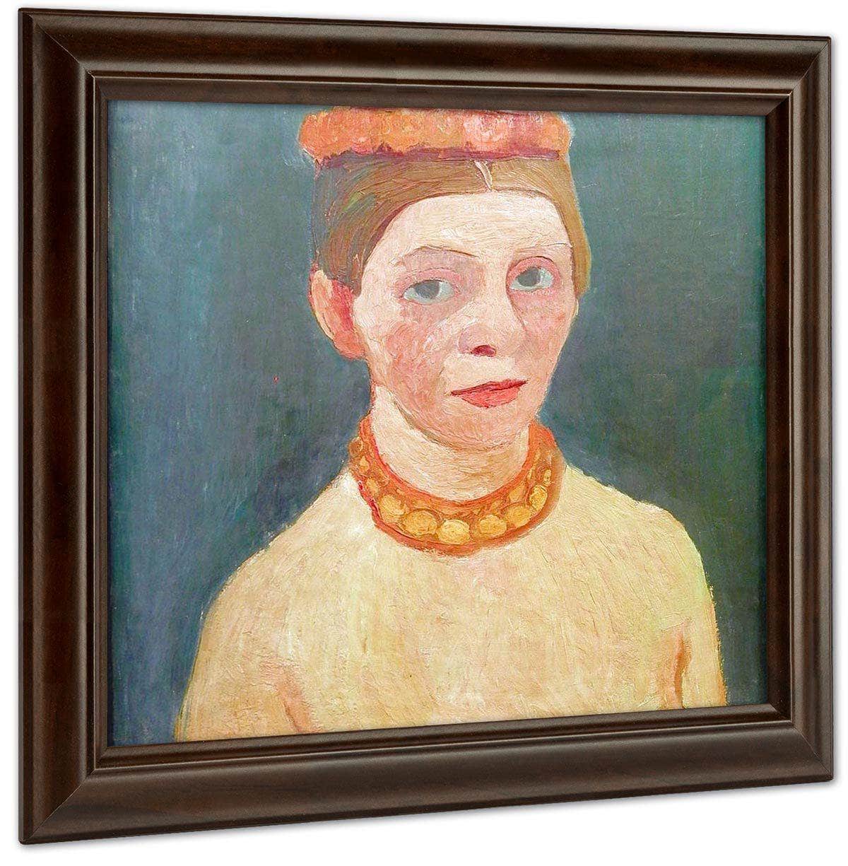 Self Portrait With Red Flower Wreath And Necklace By Paula Modersohn Becker Fine Art Print