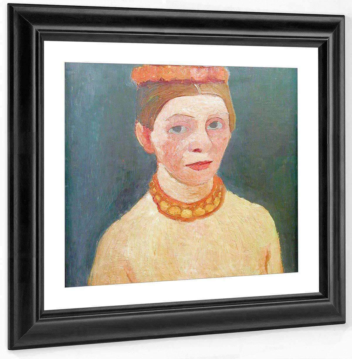 Self Portrait With Red Flower Wreath And Necklace By Paula Modersohn Becker Fine Art Print