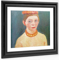 Self Portrait With Red Flower Wreath And Necklace By Paula Modersohn Becker Fine Art Print