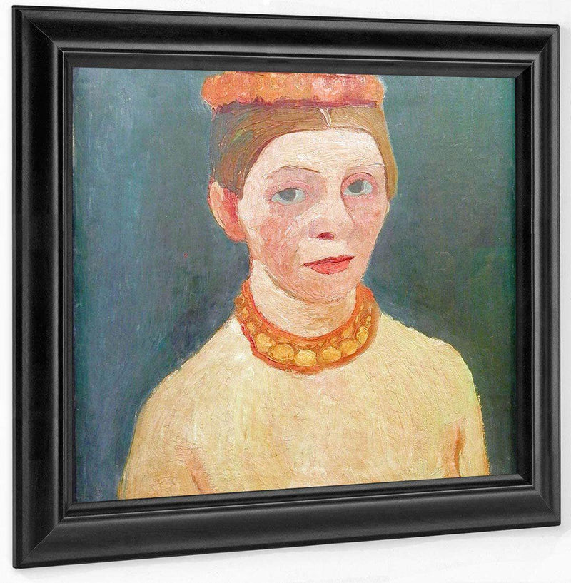 Self Portrait With Red Flower Wreath And Necklace By Paula Modersohn Becker Fine Art Print