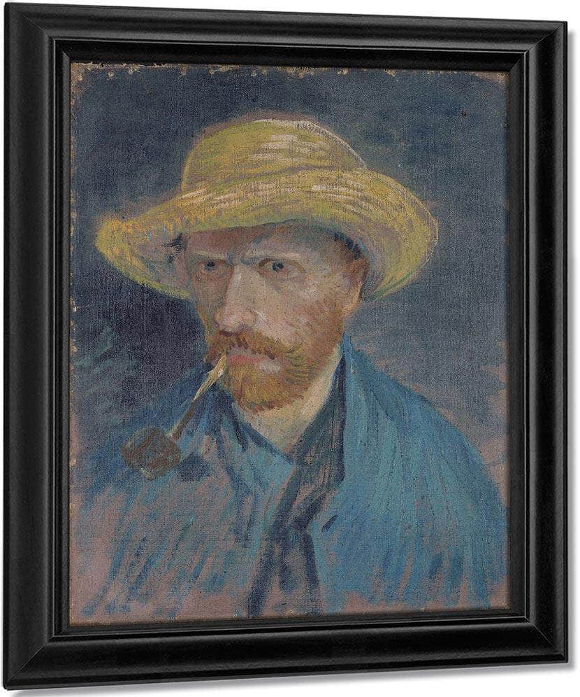 Self Portrait With Straw Hat And Pipe By Vincent Van Gogh Fine Art Print