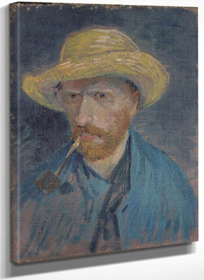 Self Portrait With Straw Hat And Pipe By Vincent Van Gogh Fine Art Print