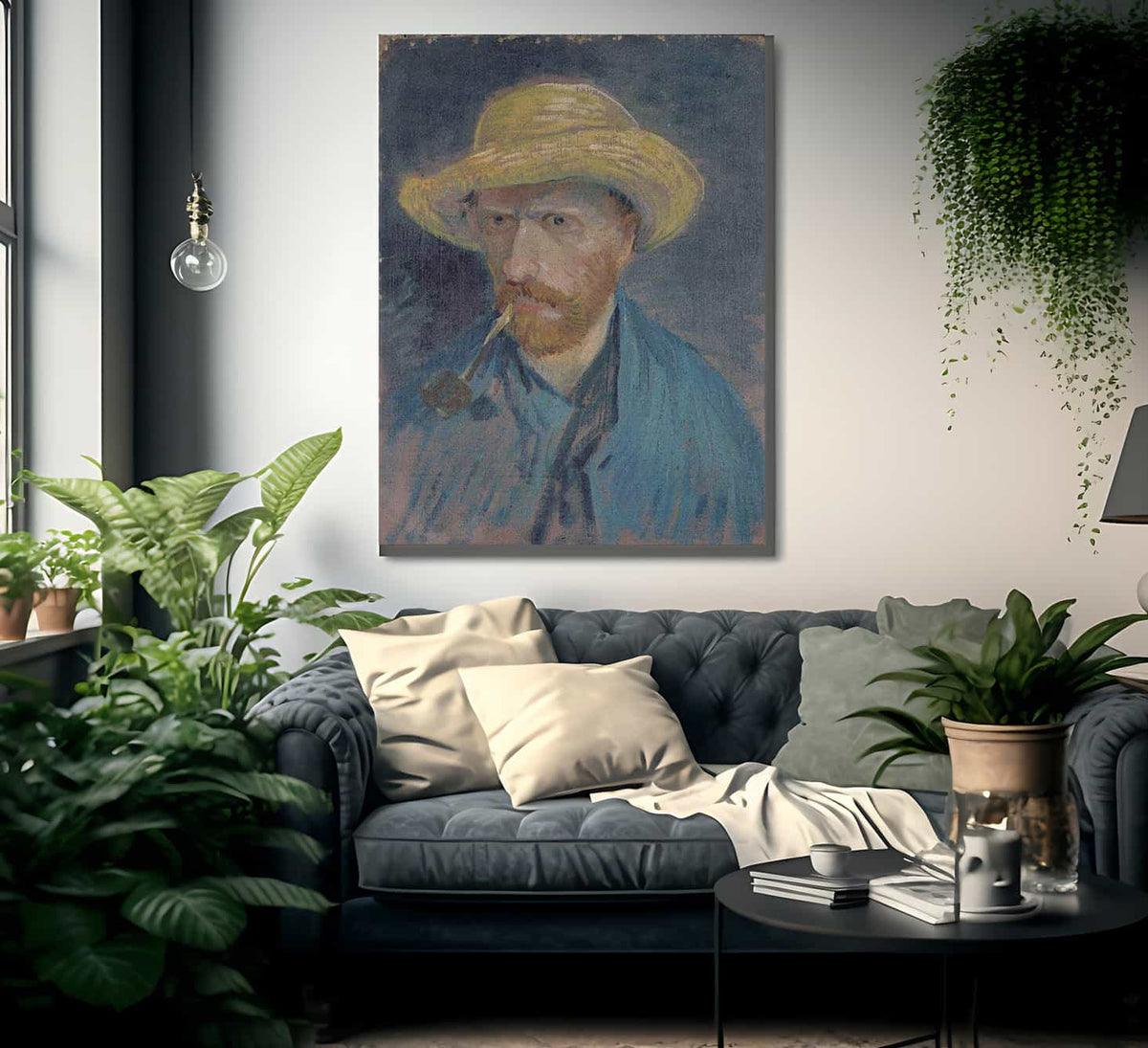 Self Portrait With Straw Hat And Pipe By Vincent Van Gogh Fine Art Print
