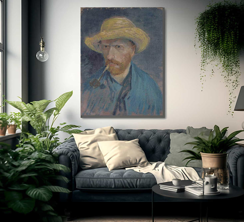 Self Portrait With Straw Hat And Pipe By Vincent Van Gogh Fine Art Print