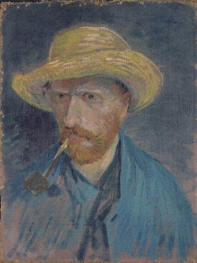 Self Portrait With Straw Hat And Pipe By Vincent Van Gogh Fine Art Print