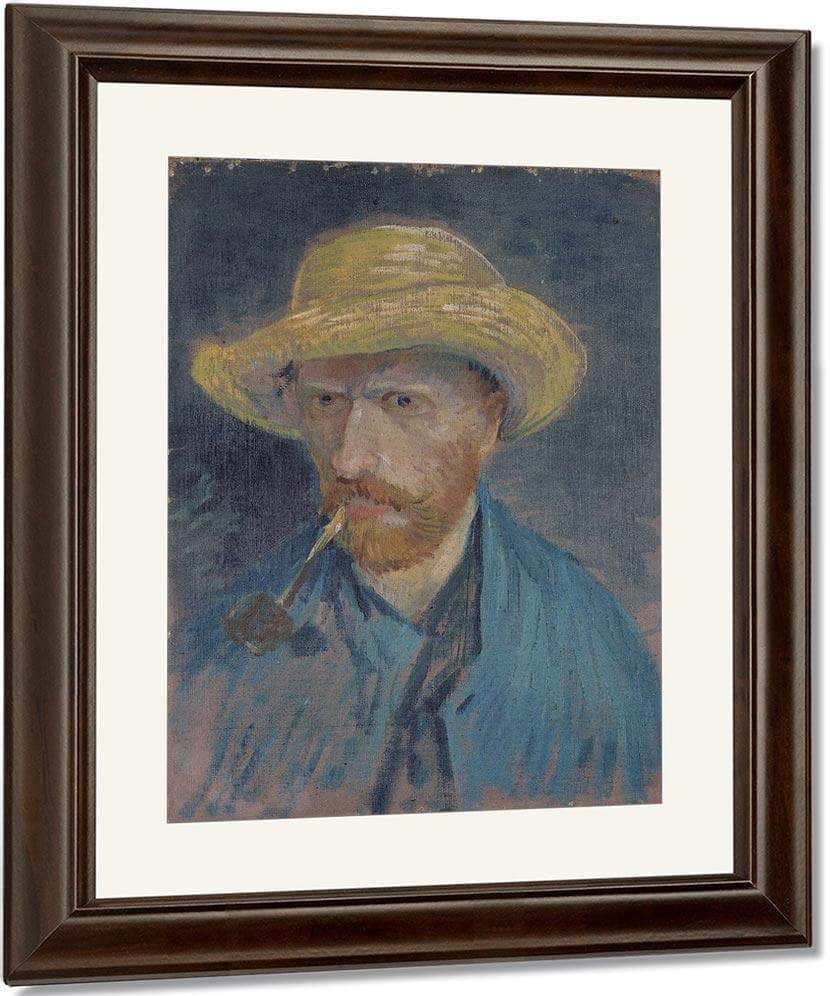 Self Portrait With Straw Hat And Pipe By Vincent Van Gogh Fine Art Print