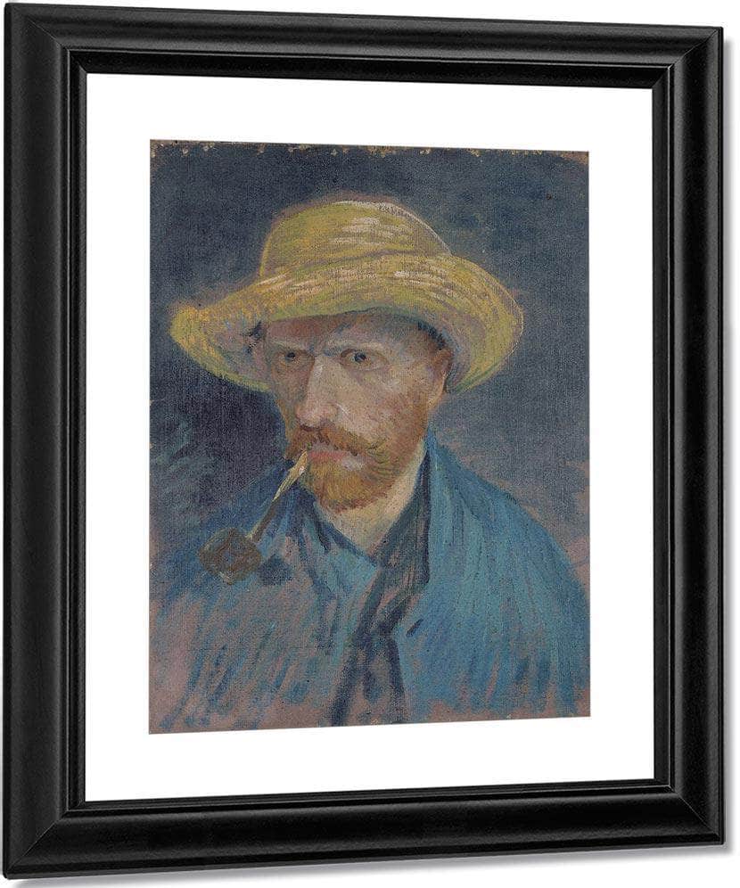 Self Portrait With Straw Hat And Pipe By Vincent Van Gogh Fine Art Print