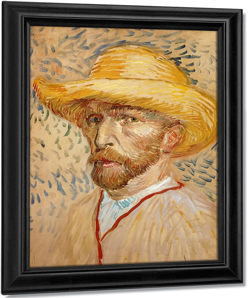 Self Portrait With Straw Hat By Vincent Van Gogh Fine Art Print