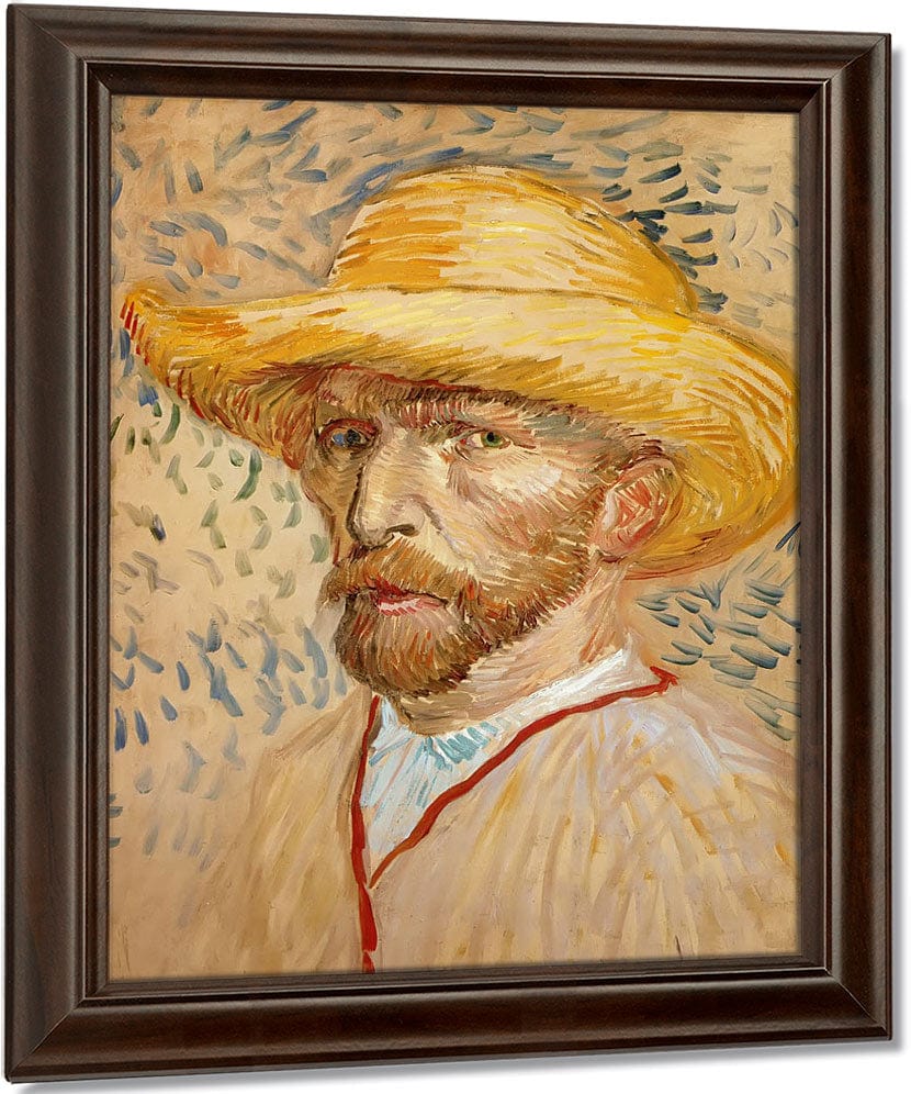 Self Portrait With Straw Hat By Vincent Van Gogh Fine Art Print