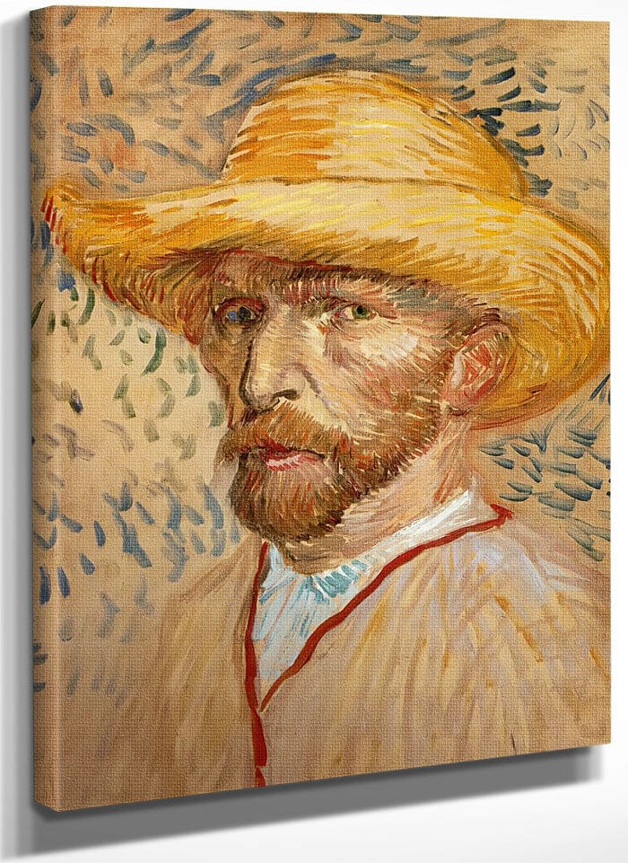 Self Portrait With Straw Hat By Vincent Van Gogh Fine Art Print