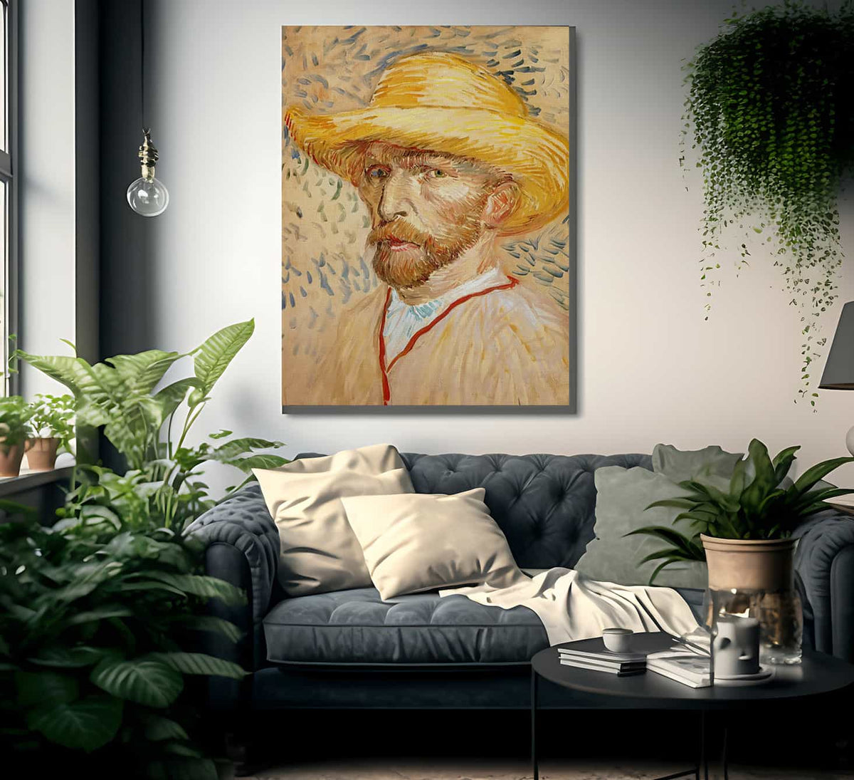 Self Portrait With Straw Hat By Vincent Van Gogh Fine Art Print
