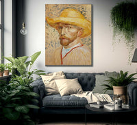 Self Portrait With Straw Hat By Vincent Van Gogh Fine Art Print