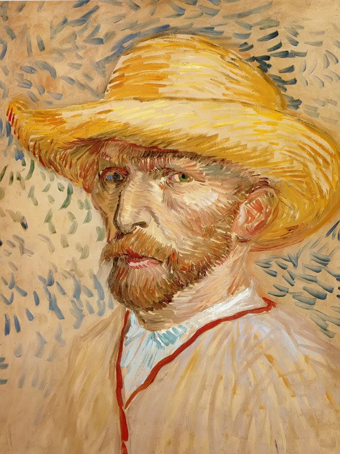 Self Portrait With Straw Hat By Vincent Van Gogh Fine Art Print