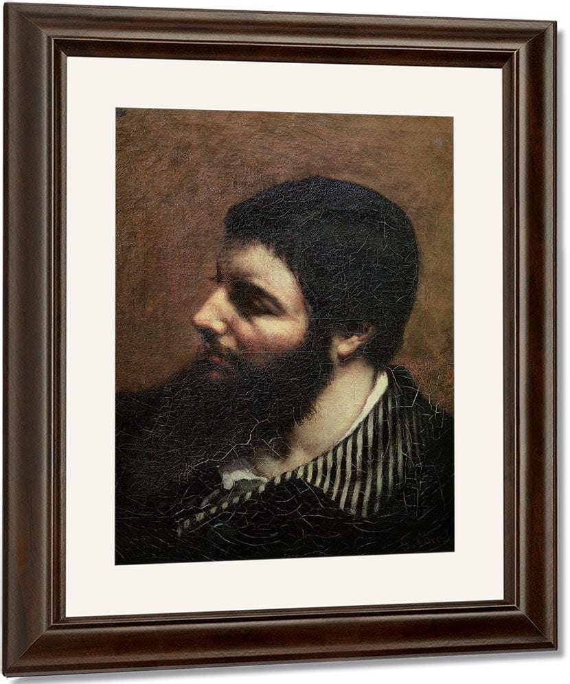 Self Portrait With Striped Collar By Jean Desire Gustave Courbet Fine Art Print