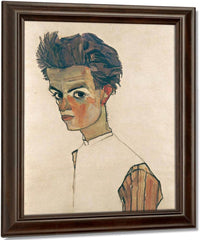 Self Portrait With Striped Shirt By Egon Schiele Fine Art Print