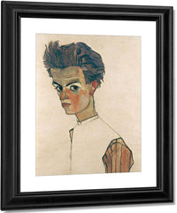 Self Portrait With Striped Shirt By Egon Schiele Fine Art Print