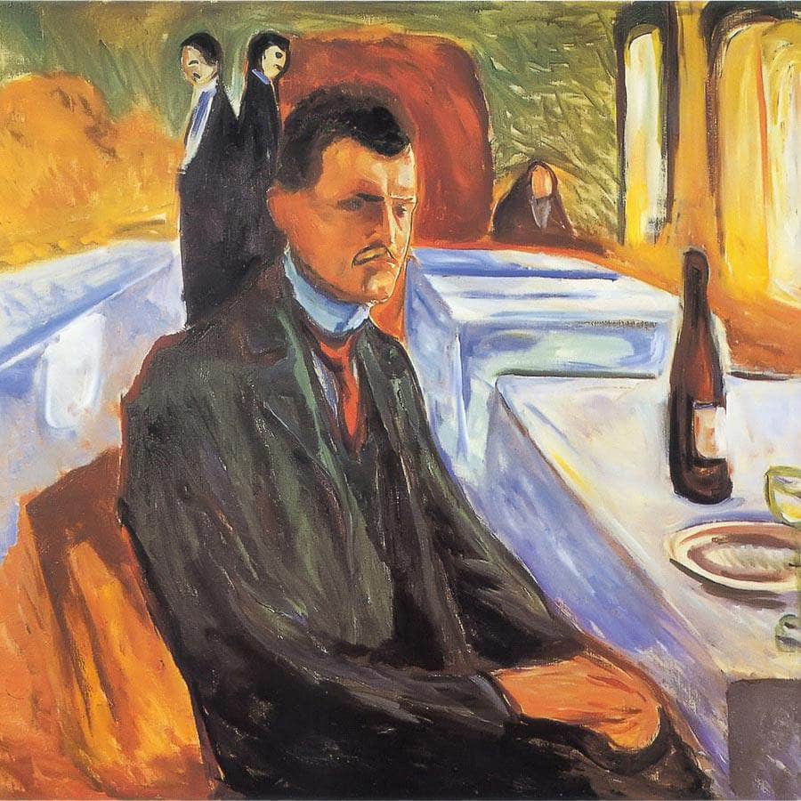 Self Portrait With Wine Bottle 1906 By Edvard Munch Fine Art Print