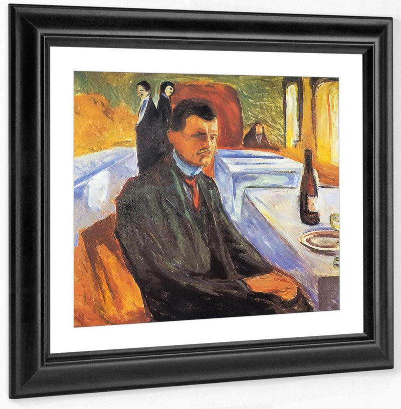 Self Portrait With Wine Bottle 1906 By Edvard Munch Fine Art Print