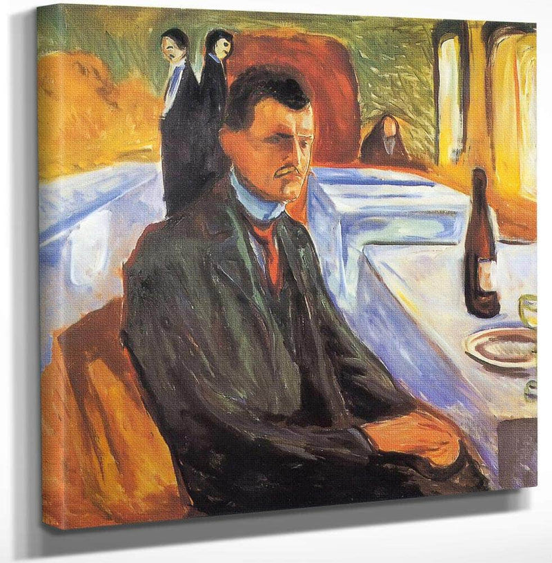 Self Portrait With Wine Bottle 1906 By Edvard Munch Fine Art Print