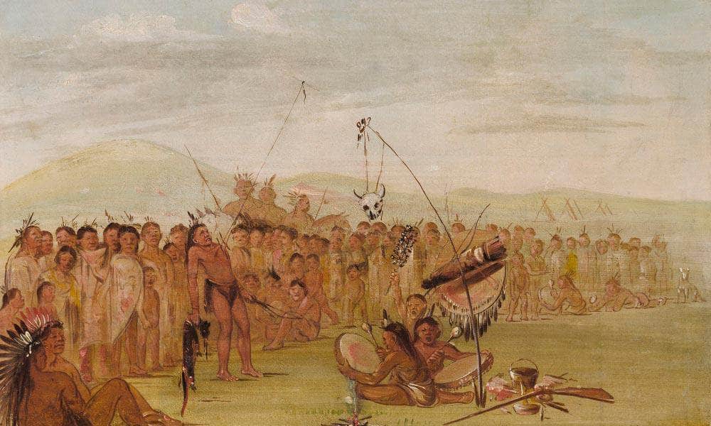 Self Torture In A Sioux Religious Ceremony By George Catlin Fine Art Print