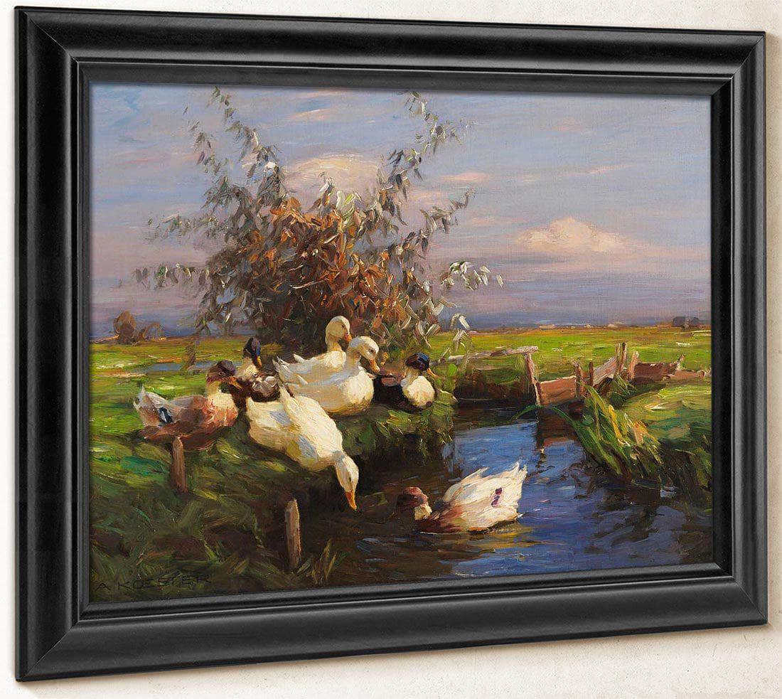 Seven Ducks At The Graben By Alexander Koester Fine Art Print