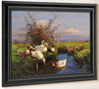 Seven Ducks At The Graben By Alexander Koester Fine Art Print