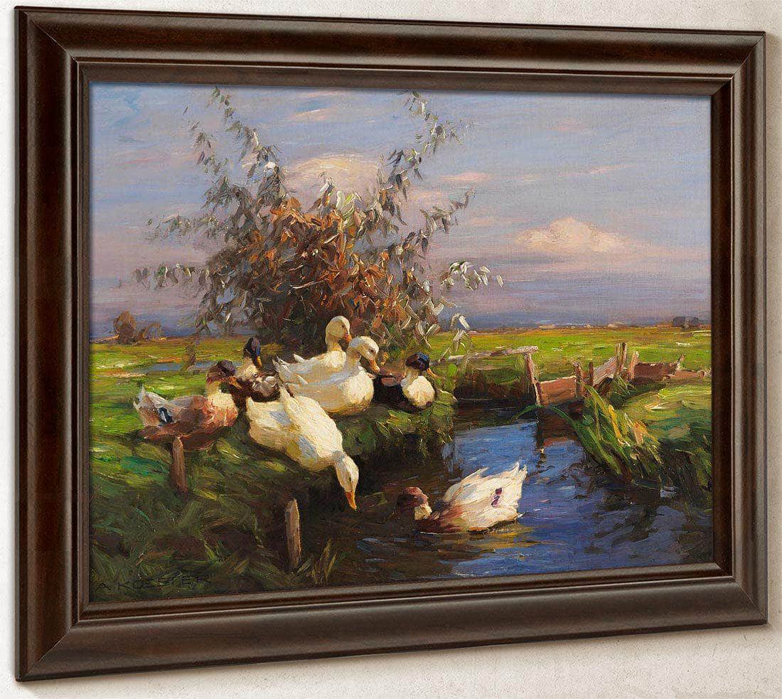 Seven Ducks At The Graben By Alexander Koester Fine Art Print