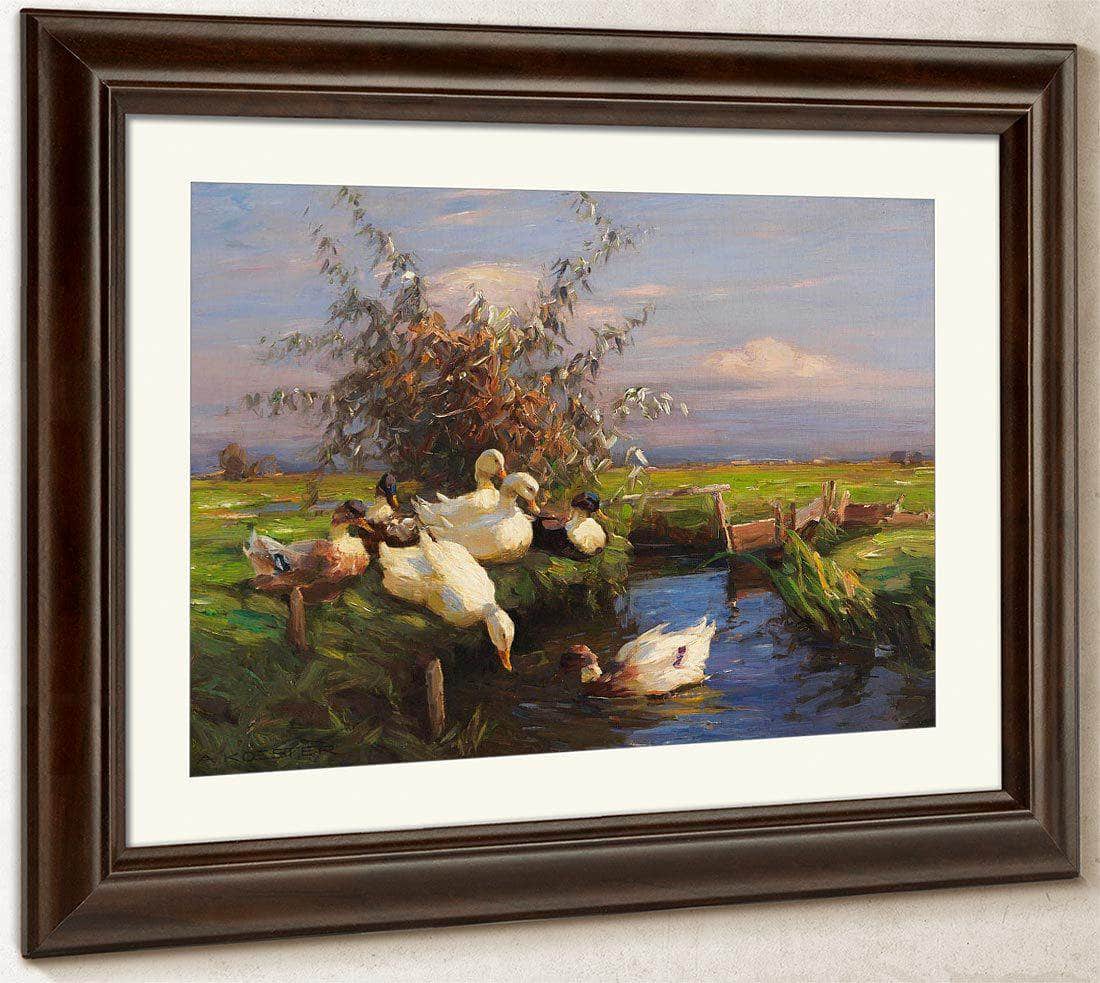 Seven Ducks At The Graben By Alexander Koester Fine Art Print