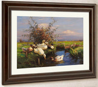 Seven Ducks At The Graben By Alexander Koester Fine Art Print