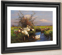 Seven Ducks At The Graben By Alexander Koester Fine Art Print