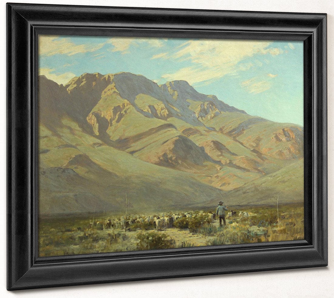 Shepard And His Flock With Mountains Beyond, 1929 By Victor Coleman Anderson Fine Art Print