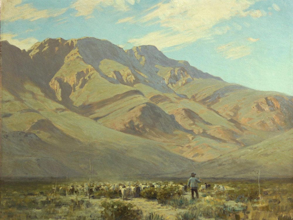 Shepard And His Flock With Mountains Beyond, 1929 By Victor Coleman Anderson Fine Art Print
