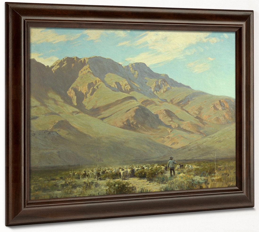 Shepard And His Flock With Mountains Beyond, 1929 By Victor Coleman Anderson Fine Art Print